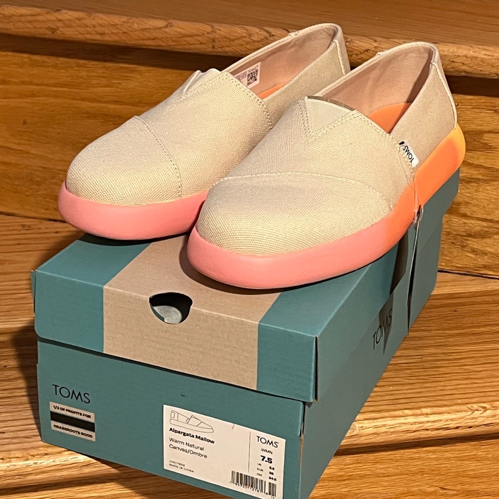 Tom’s alpargata mallow warm natural canvas/ombré size 7.5